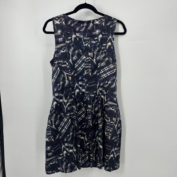 Cue Australia dress size US 8 blue geometric pockets ballon skirt wedding guest - Picture 2 of 12